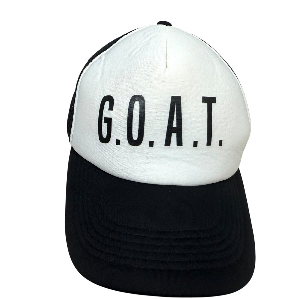 GOAT Baseball Cap Trucker Hat Mesh Black White Adjustable Snapback Men Size OSFA